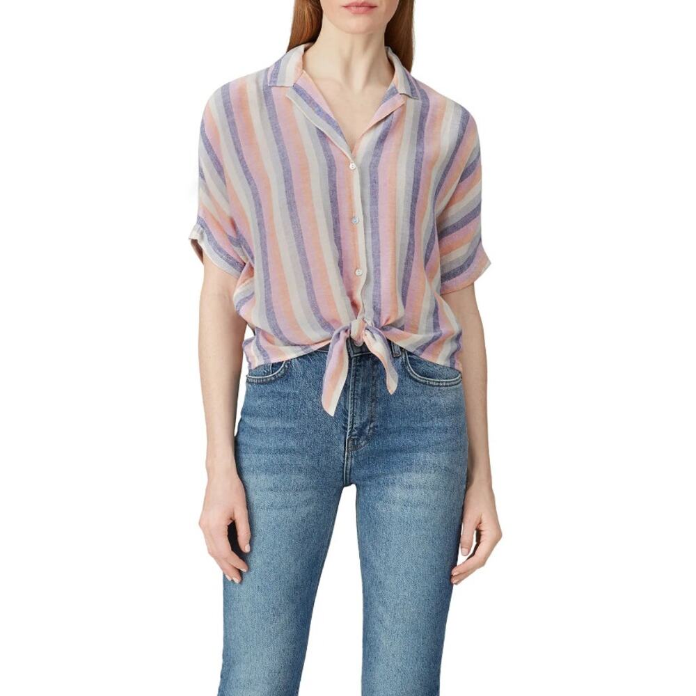 Rails Marley Top Womens Small Multicolor Mandalay Striped Linen Blend Button Up